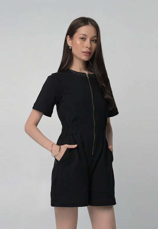 RAF Avarice Short Sleeve Playsuit (Black)