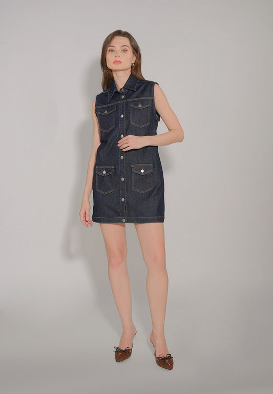 RAF Derek Sleeveless Dress (Dark Denim)