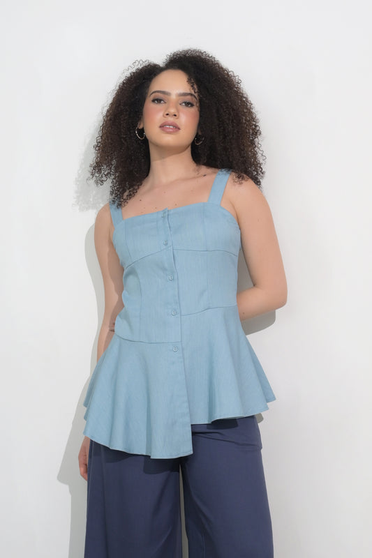 RAF Fargo Sleeveless Top (Blue Denim)