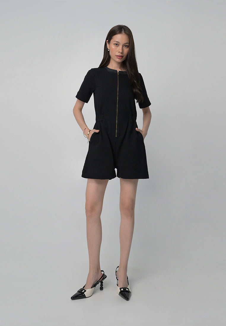 RAF Avarice Short Sleeve Playsuit (Black)