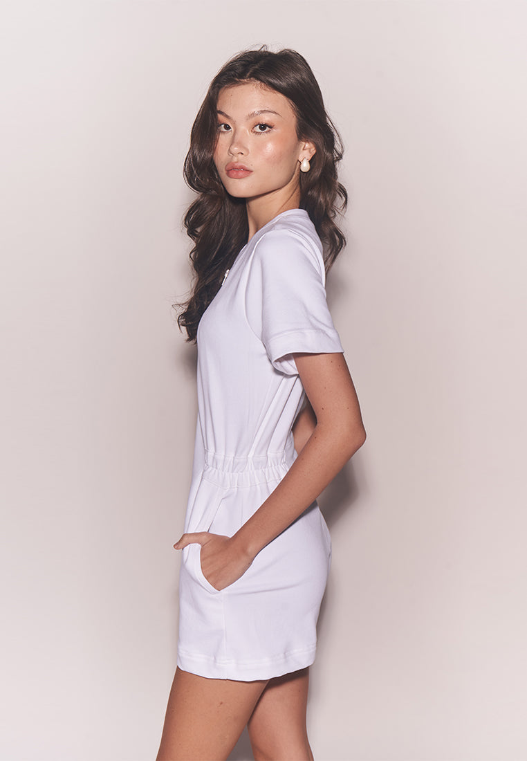 RAF Avarice Short Sleeve Playsuit (Off-white)