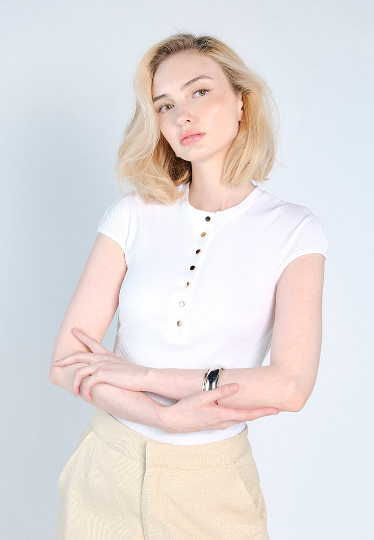 RAF Floyd Short Sleeve Bodysuit Top (White)
