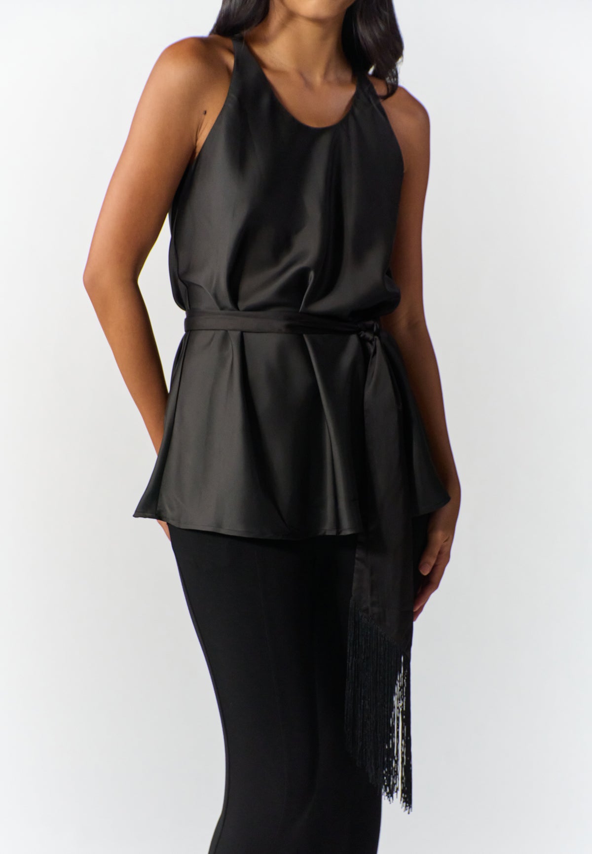 RAF Rodeo Sleeveless Top W/ Sash Belt (Black)
