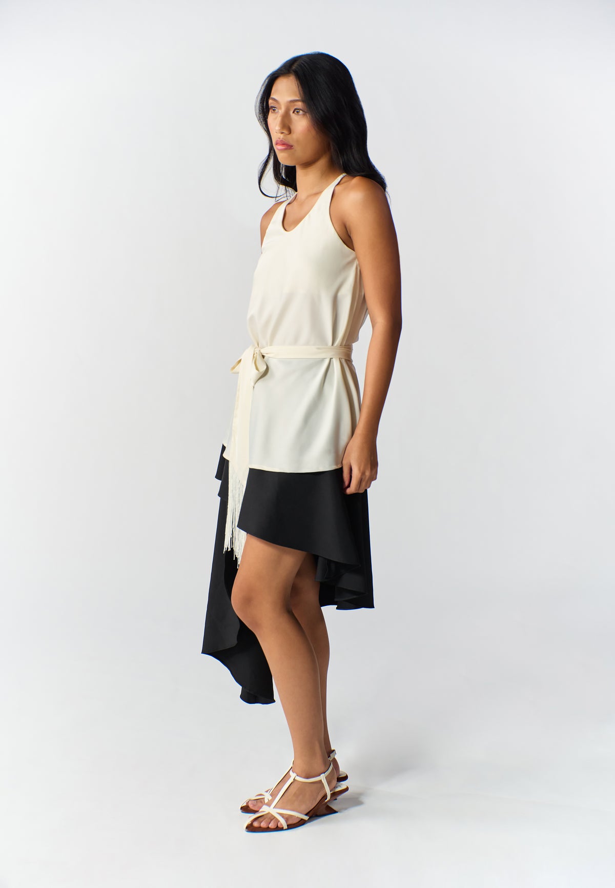 RAF Rodeo Sleeveless Top W/ Sash Belt (Cream)