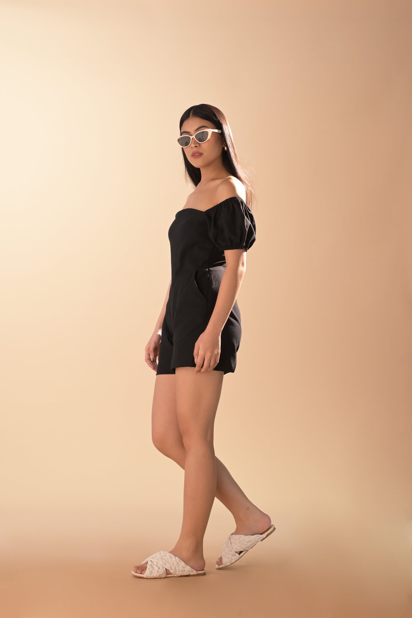 RAF Abby Short Sleeve Playsuit (Black)