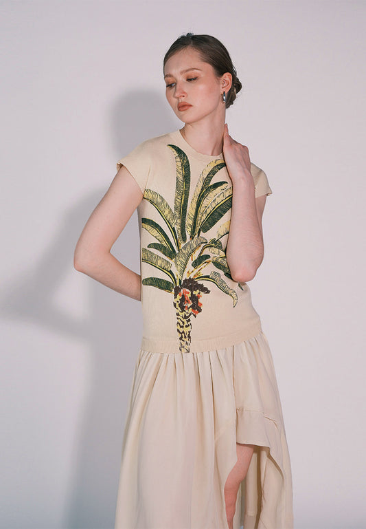 RAF Casablanca Short Sleeve Dress (Printed Cream)
