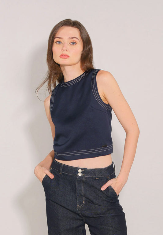 RAF Darren Wrap Sleeveless Top (Navy)