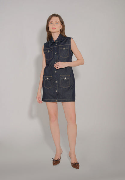 RAF Derek Sleeveless Dress (Dark Denim)
