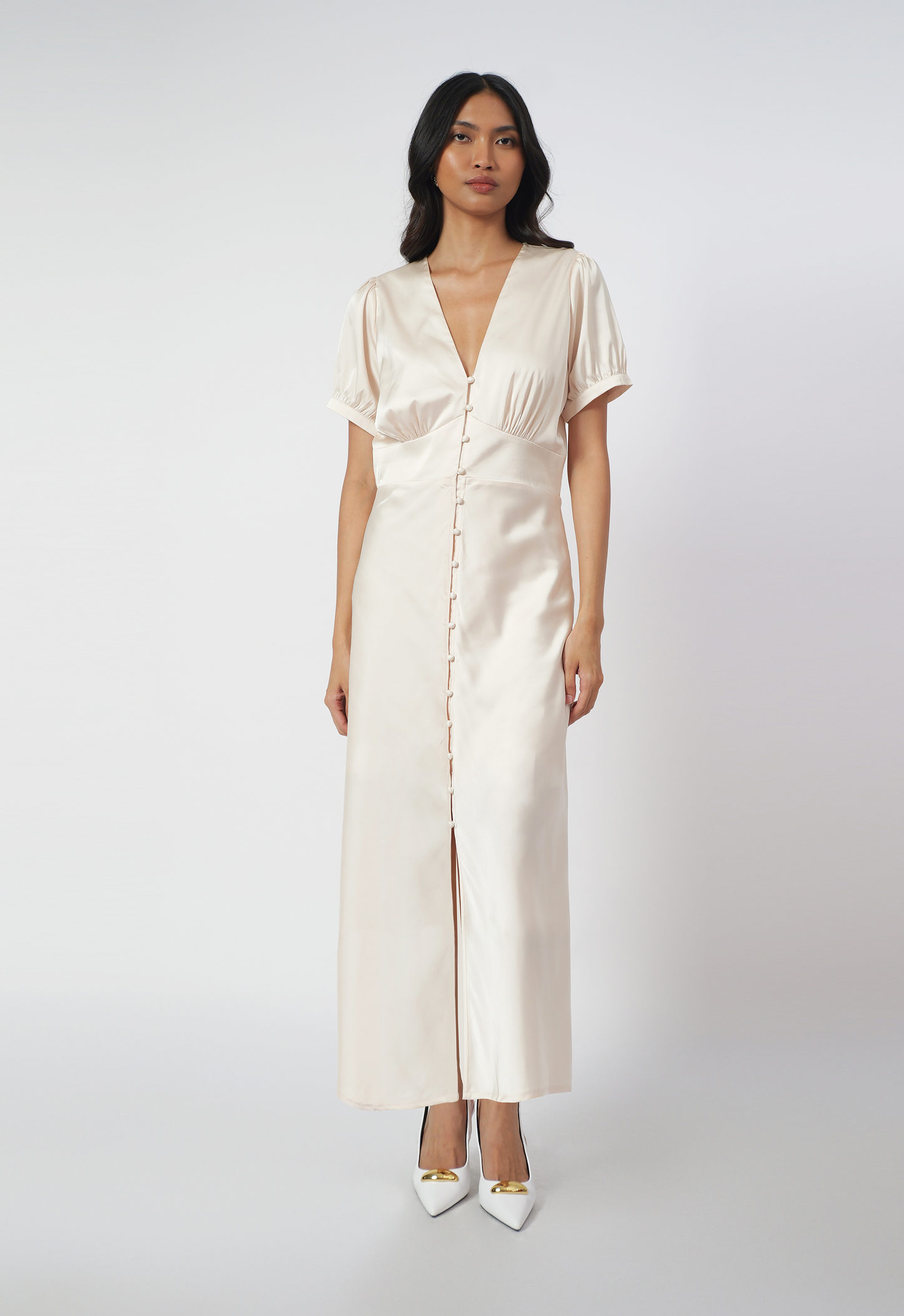 RAF Isabelle Short Sleeve Dress (Cream)