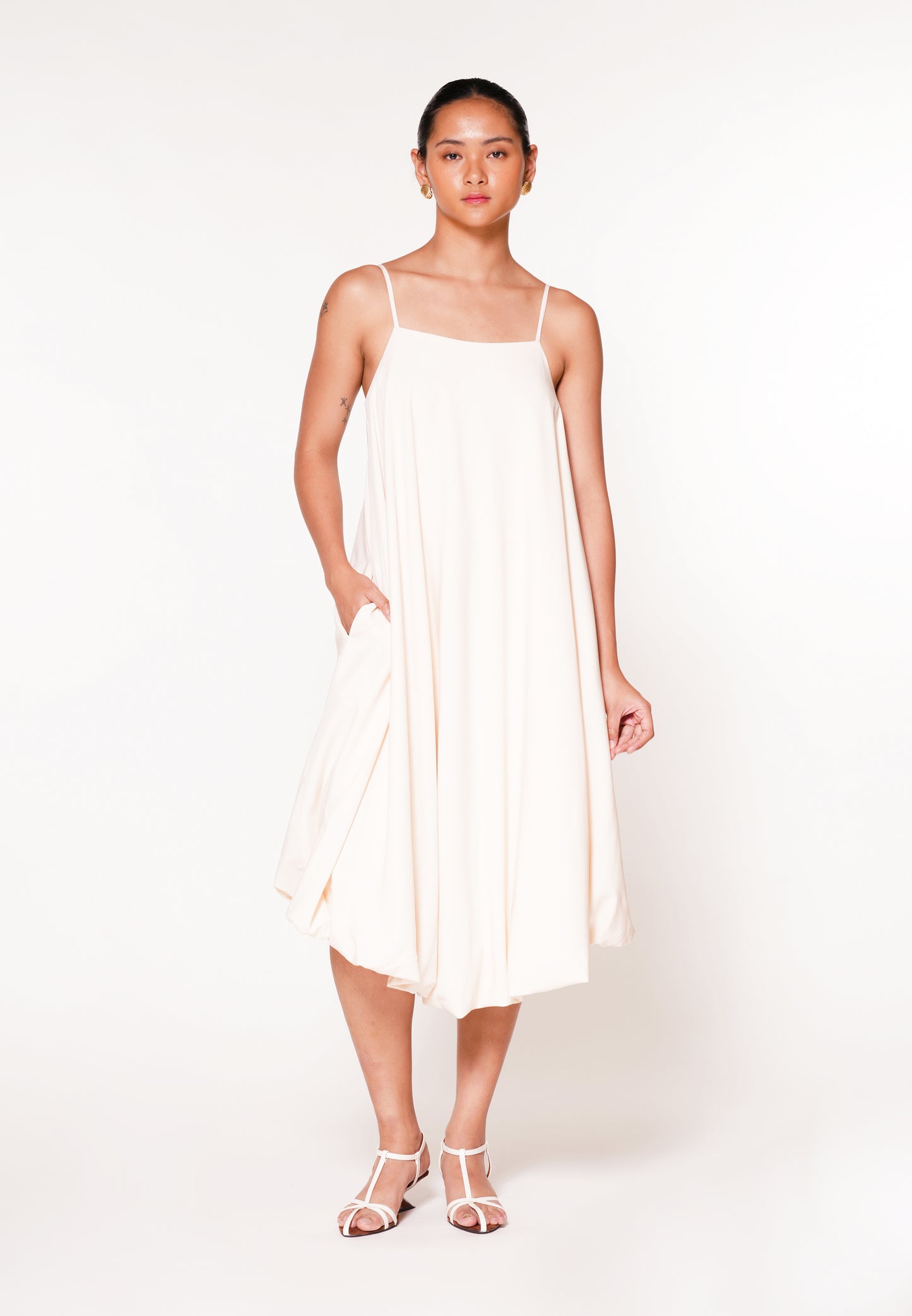 RAF Jockey Sleeveless Dress W/ Belt  (Cream)