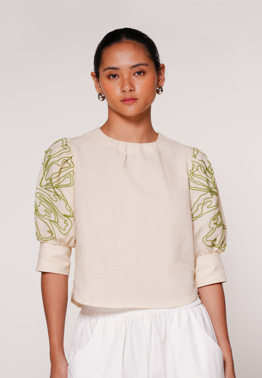 RAF Karma Quarter Sleeve Top (Cream)