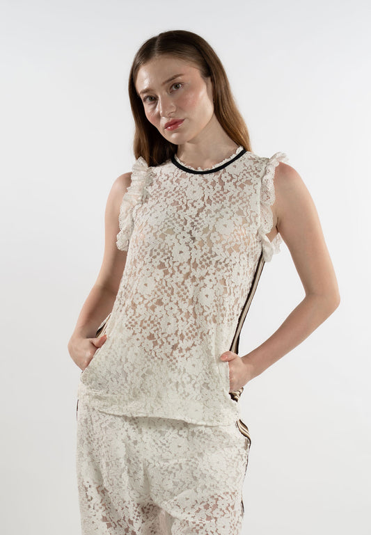 RAF Lace Sleeveless Tunic Top (Offwhite)