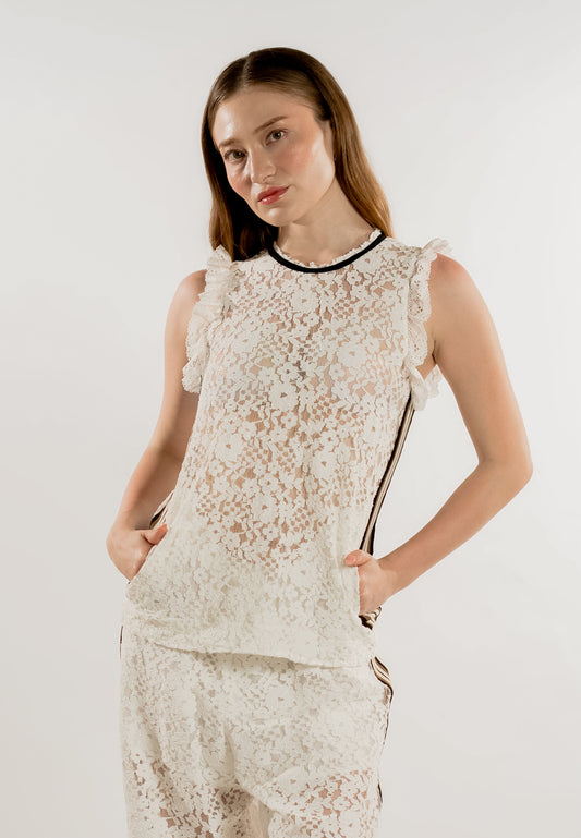 RAF Lace Sleeveless Tunic Top (Offwhite)