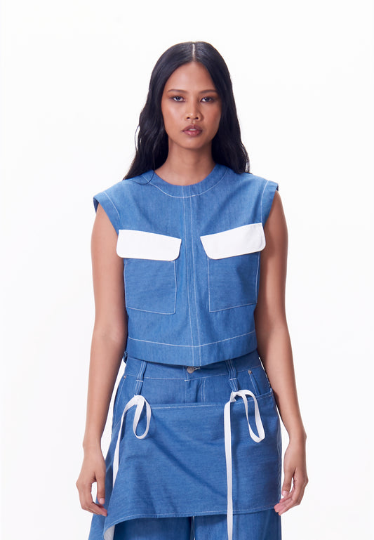 R.A.F. X nicolò  NP001 Sleeveless Top (Lt.Blue)