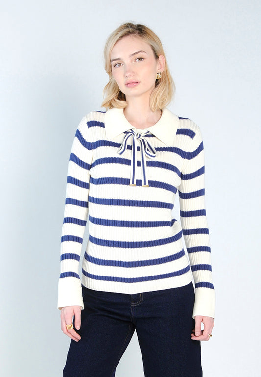 RAF Dara Long Sleeve Top (White/Navy)