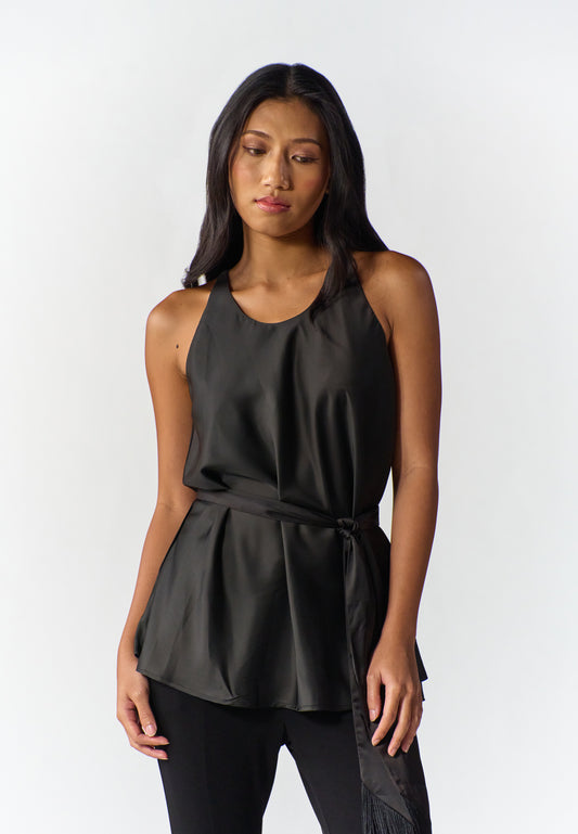 RAF Rodeo Sleeveless Top W/ Sash Belt (Black)