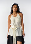 RAF Rodeo Sleeveless Top W/ Sash Belt (Cream)