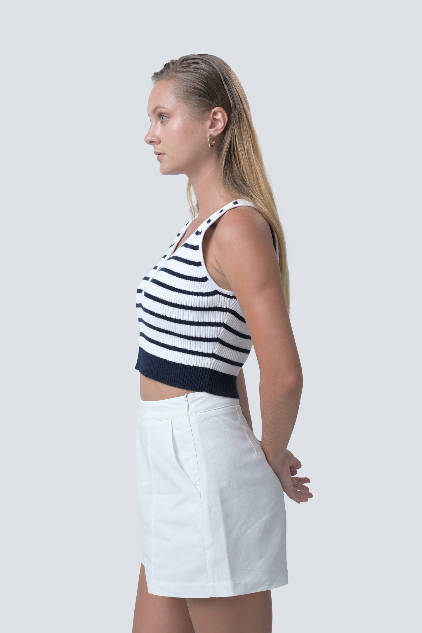 RAF Bronx Sleeveless Top (White/Navy)