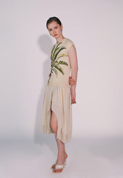 RAF Casablanca Short Sleeve Dress (Printed Cream)