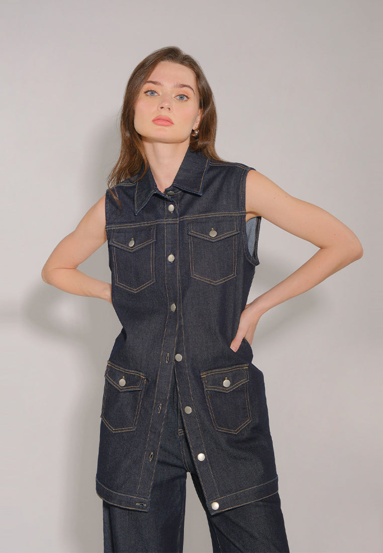 RAF Derek Sleeveless Dress (Dark Denim)