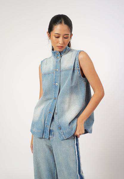 RAF Gizelle Sleeveless Vest Top (Denim)