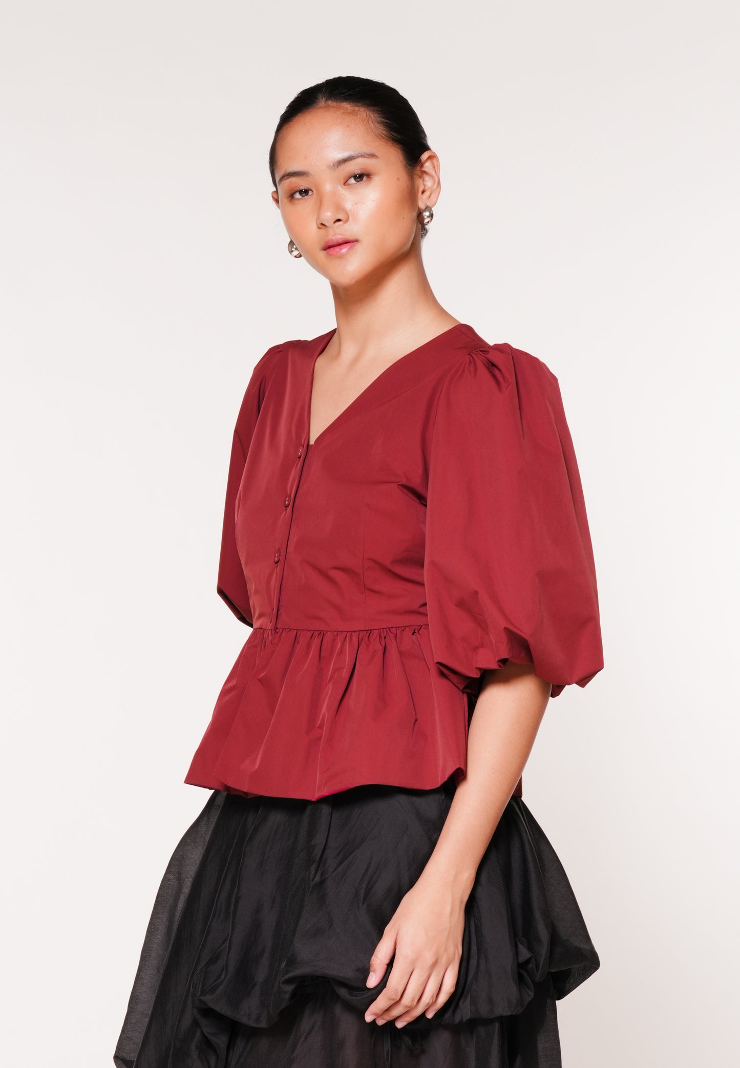 Raf Igara Quarter Sleeve Top (Burgundy)