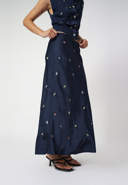 RAF Isabelle Skirt W/ Embro (Navy)