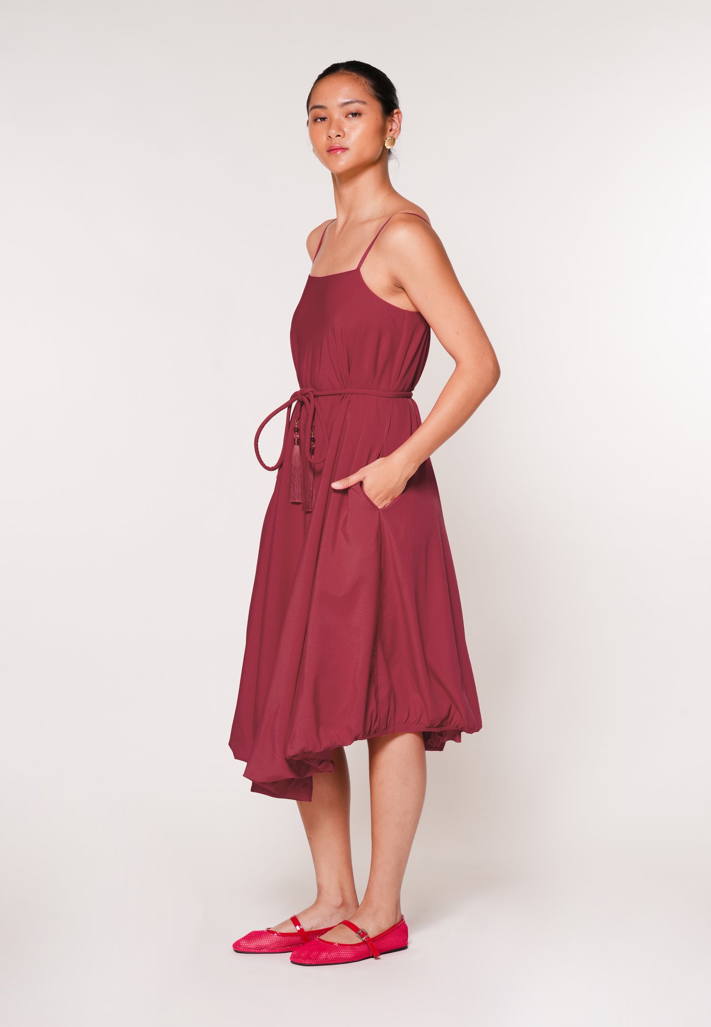 RAF Jockey Sleeveless Dress W/ Belt  (Red)