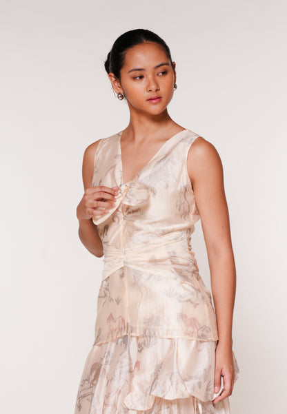 Raf Jubilant Sleeveless Top (Printed Beige)