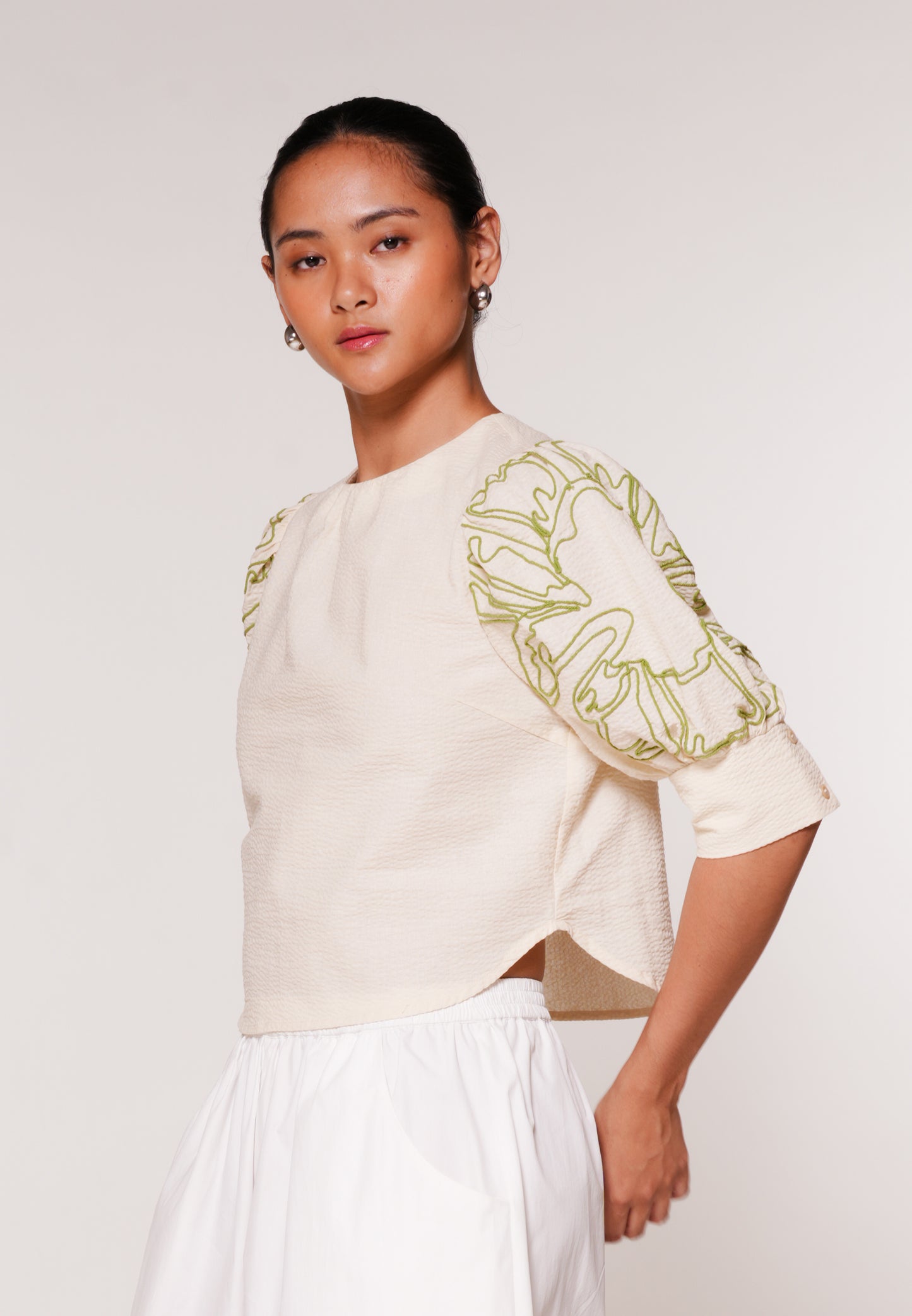 RAF Karma Quarter Sleeve Top (Cream)