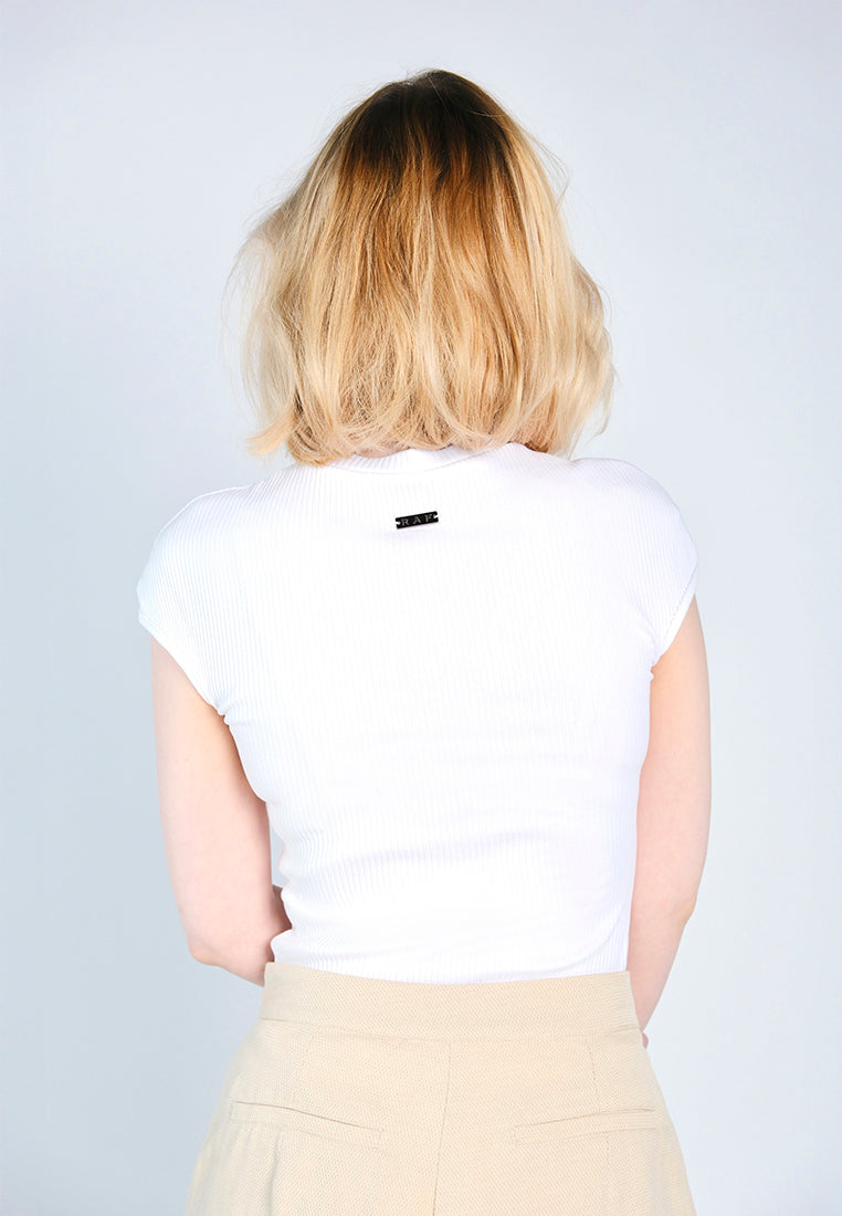 RAF Floyd Short Sleeve Bodysuit Top (White)