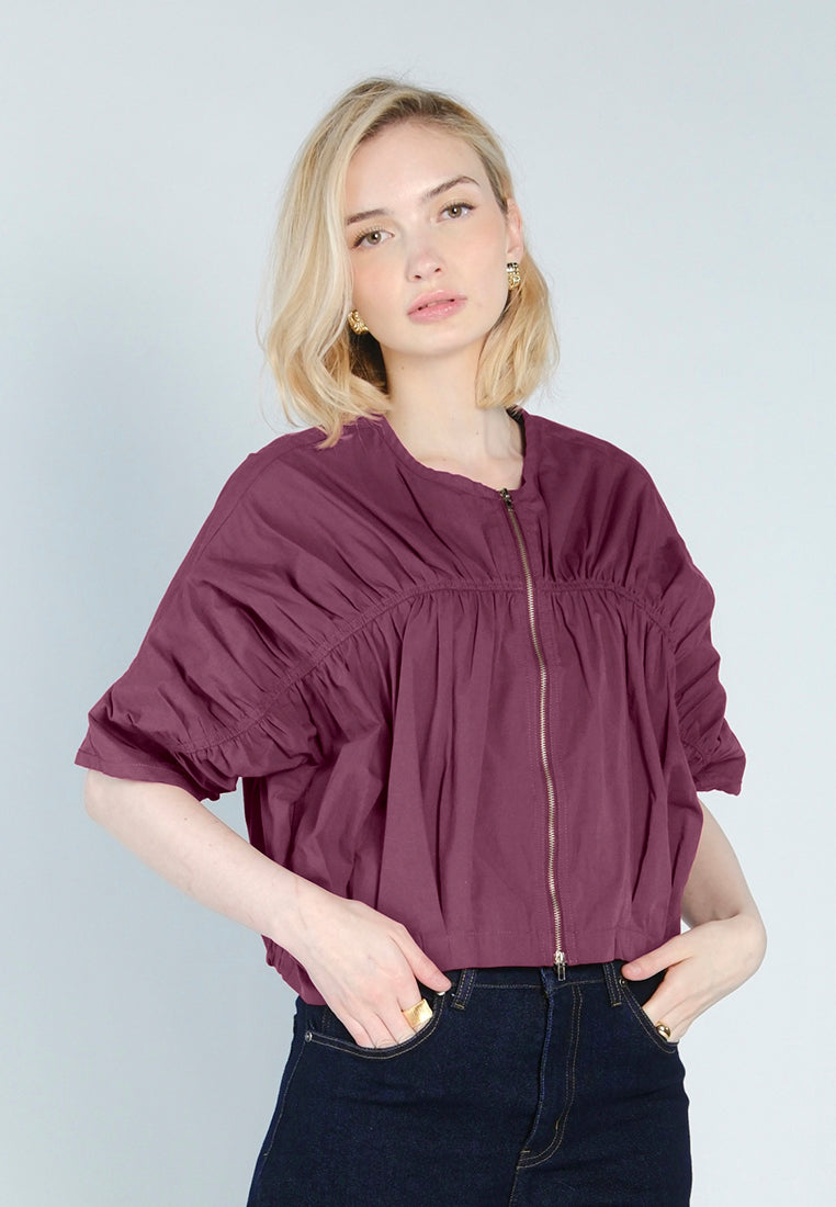 RAF Ford Quarter Sleeve Jacket Top (Maroon)