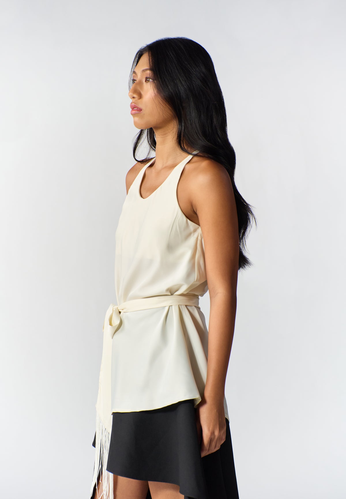 RAF Rodeo Sleeveless Top W/ Sash Belt (Cream)