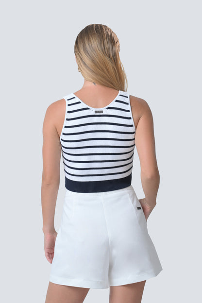 RAF Bronx Sleeveless Top (White/Navy)