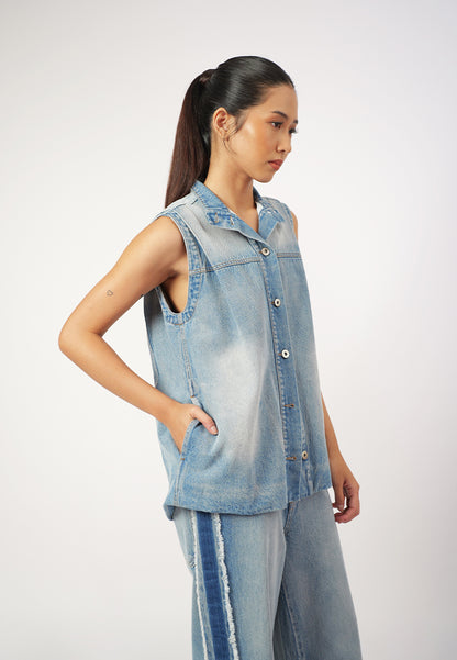 RAF Gizelle Sleeveless Vest Top (Denim)