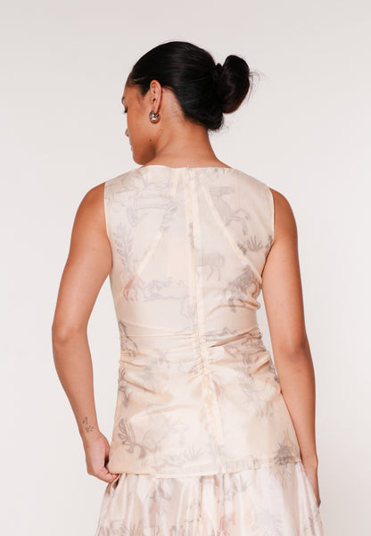 Raf Jubilant Sleeveless Top (Printed Beige)