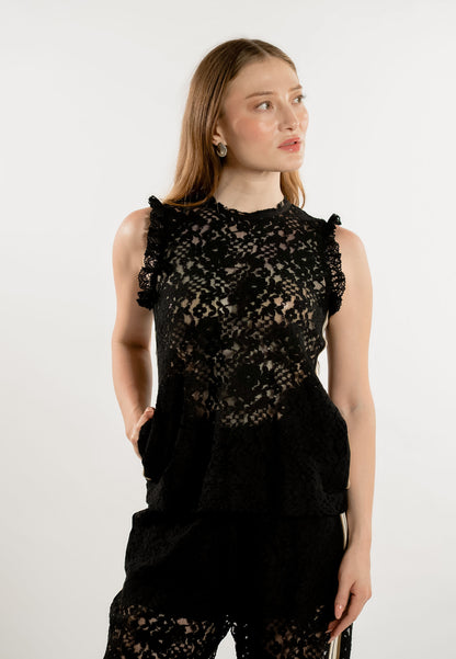 RAF Lace Sleeveless Tunic Top (Black)
