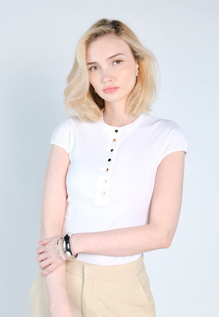 RAF Floyd Short Sleeve Bodysuit Top (White)