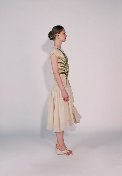 RAF Casablanca Short Sleeve Dress (Printed Cream)