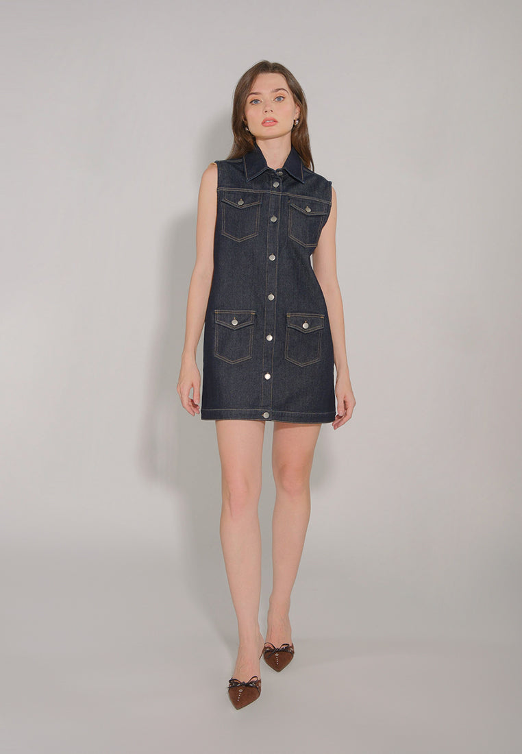RAF Derek Sleeveless Dress (Dark Denim)