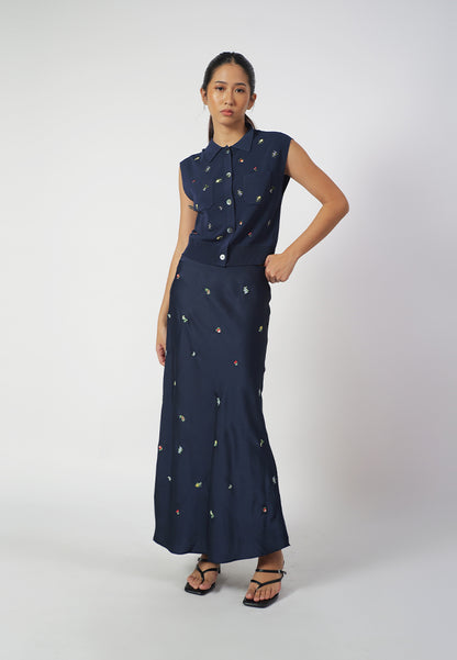 RAF Isabelle Skirt W/ Embro (Navy)