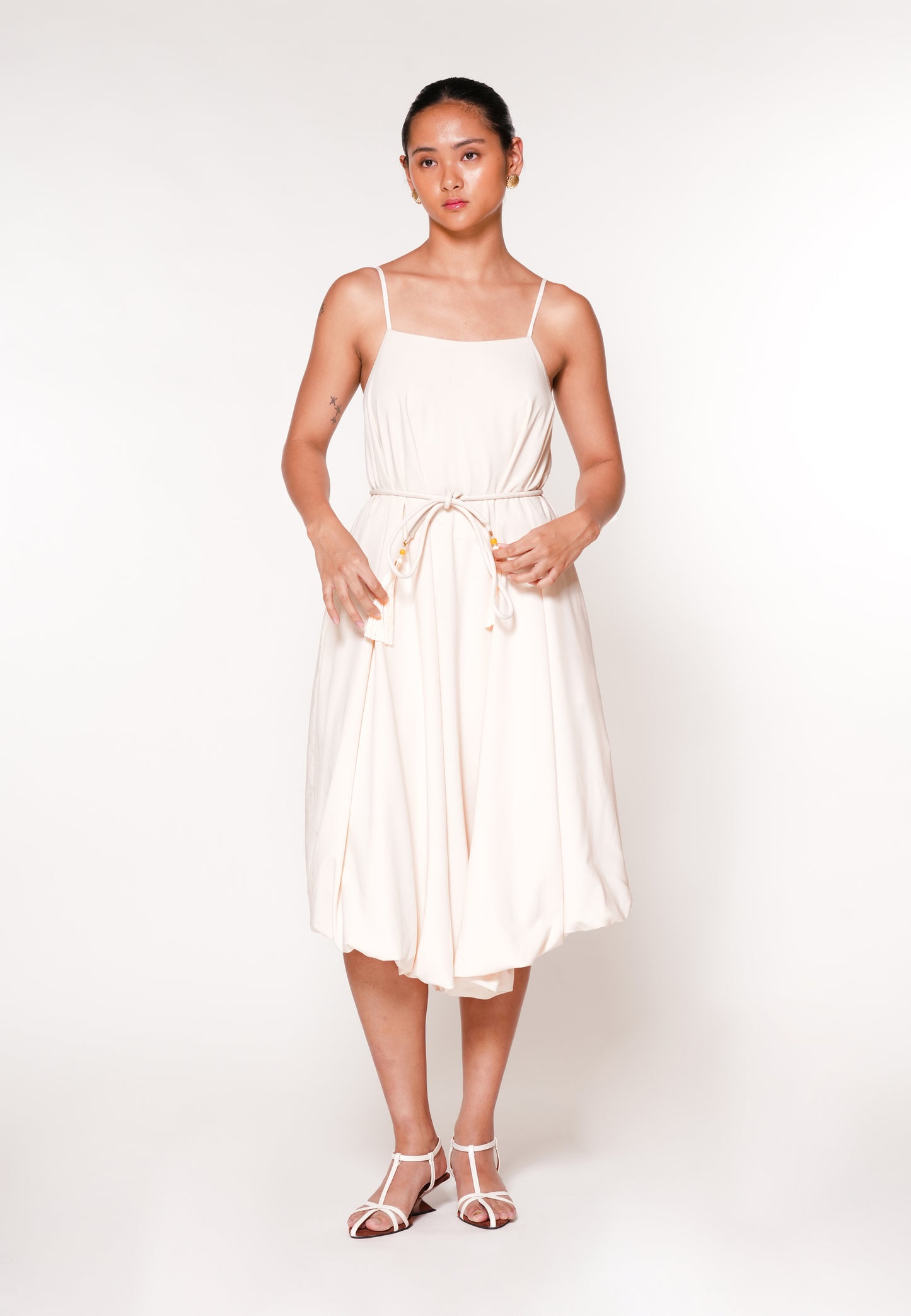 RAF Jockey Sleeveless Dress W/ Belt  (Cream)