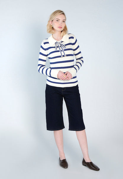RAF Dara Long Sleeve Top (White/Navy)