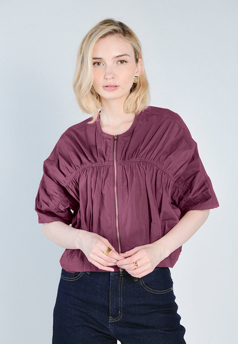 RAF Ford Quarter Sleeve Jacket Top (Maroon)