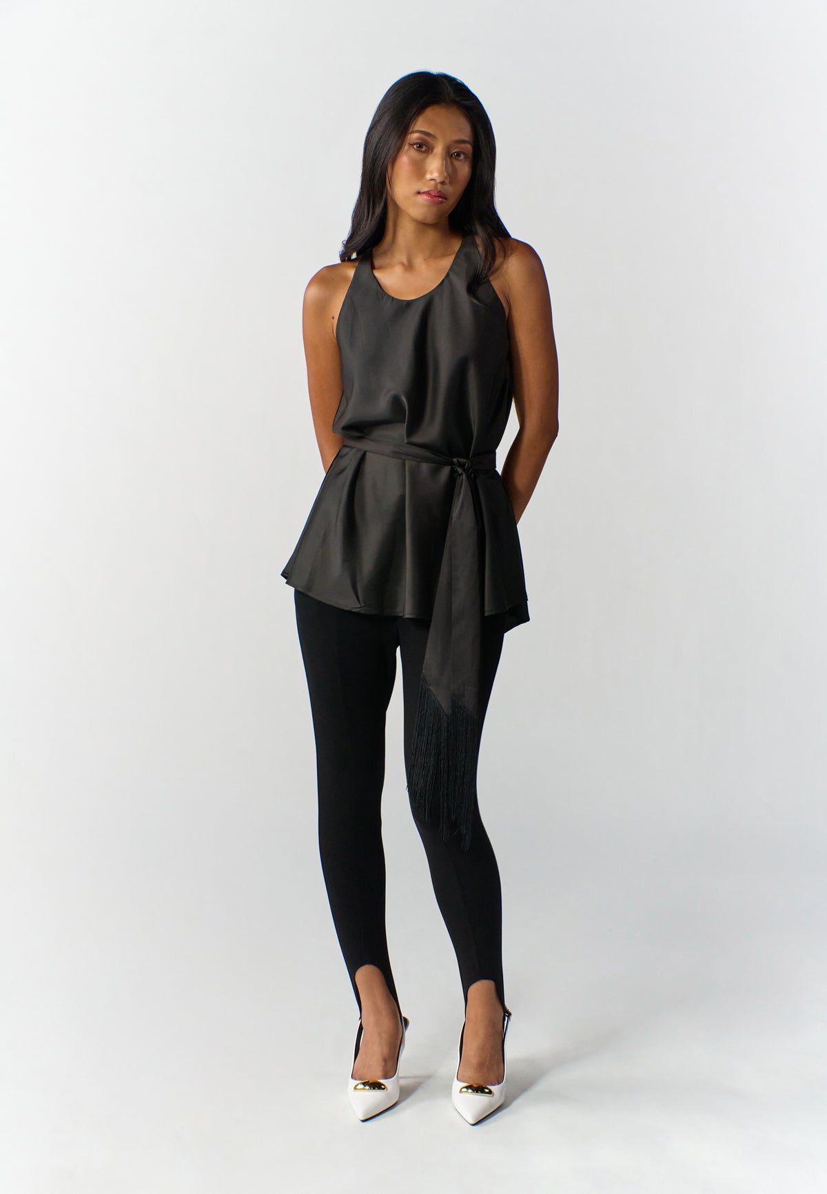 RAF Rodeo Sleeveless Top W/ Sash Belt (Black)