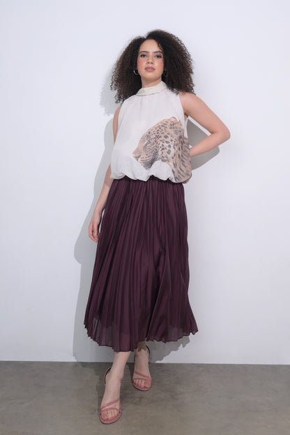 RAF Eden Pleated Skirt (Wine)