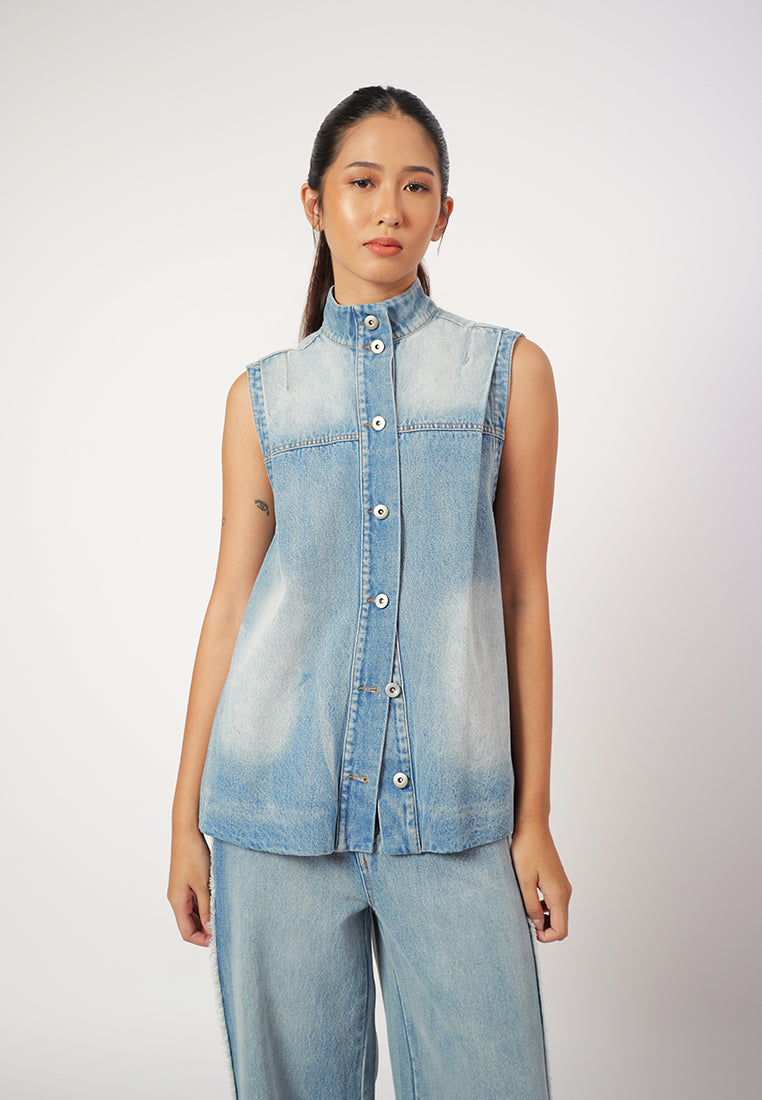 RAF Gizelle Sleeveless Vest Top (Denim)