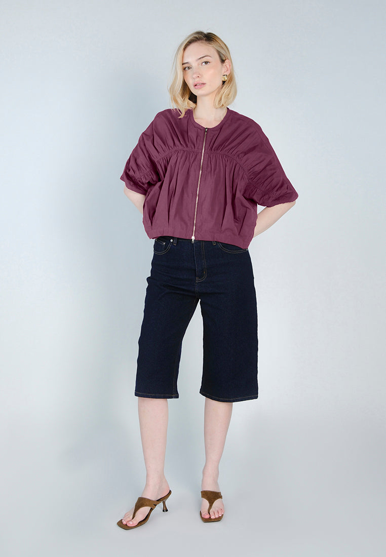 RAF Ford Quarter Sleeve Jacket Top (Maroon)