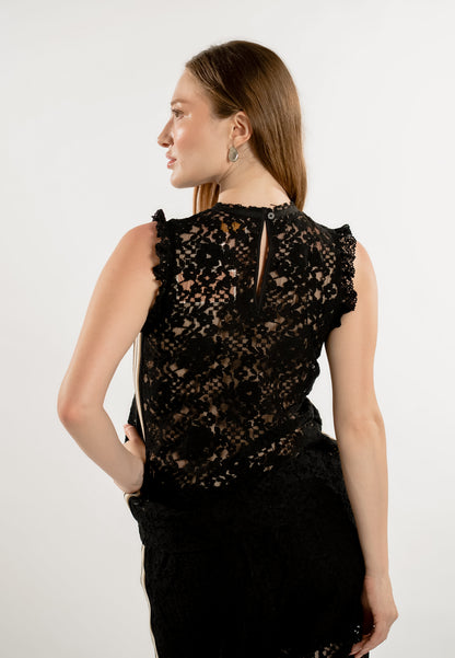RAF Lace Sleeveless Tunic Top (Black)