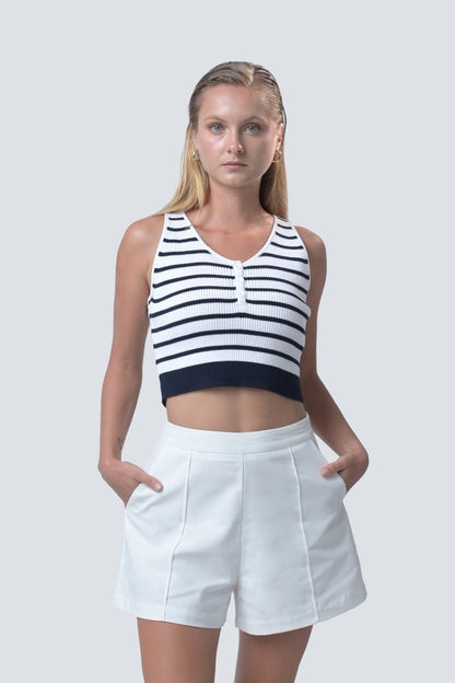 RAF Bronx Sleeveless Top (White/Navy)